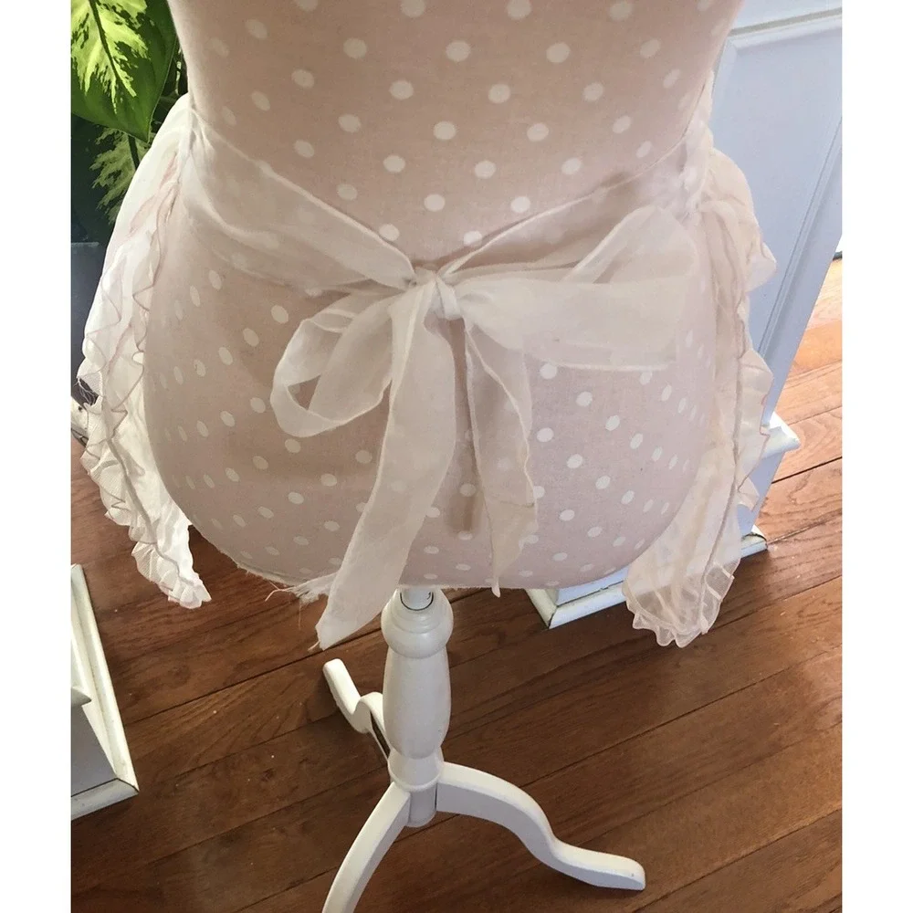 Vintage Apron Beautiful Sheer White With Flowed And Butterflies 50's